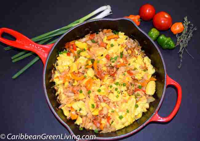 Ackee with Salted Fish - CaribbeanGreenLiving.com