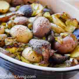 Roasted Potatoes with Sauteed Leeks 3 Roasted Fancy Potatoes with Sauteed Seasoned Leeks