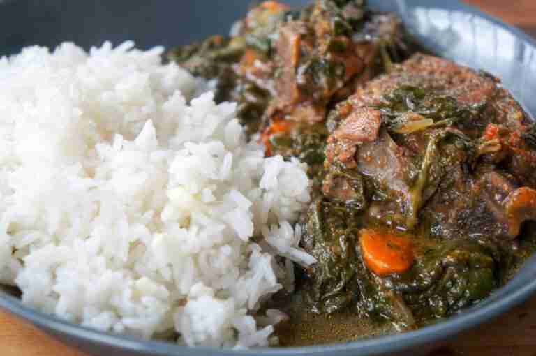 Lamb stew with spinach and carrots