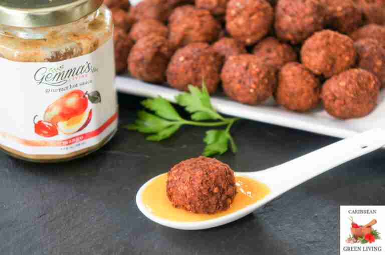 Easy Bulgur Wheat Ground Turkey Meatballs with Spicy Mango Sauce