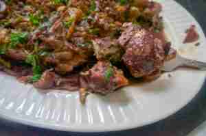 Veal Roasted with onion, Fennel, and Shiraz