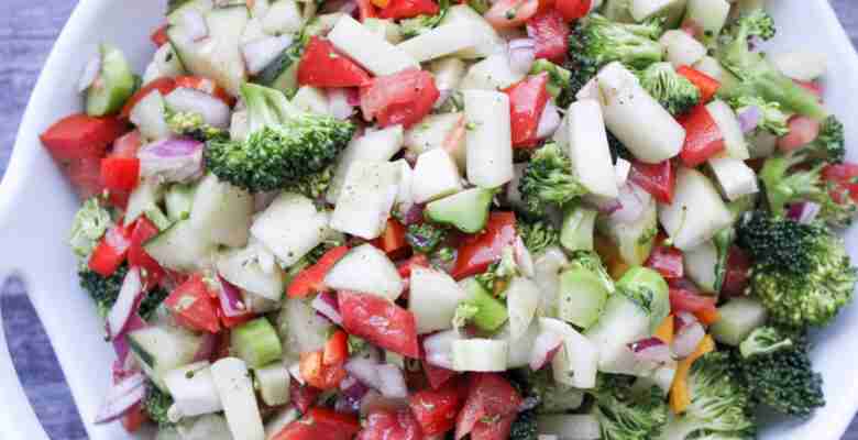 Chayote, Broccoli and Cucumber Salad