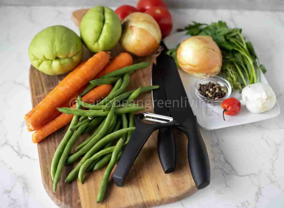 Haitian Beef Stew - string beans and carrots