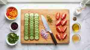 No. Cucumbers and tomatoes become watery and lose their crisp texture after freezing, so this salad is best enjoyed fresh.