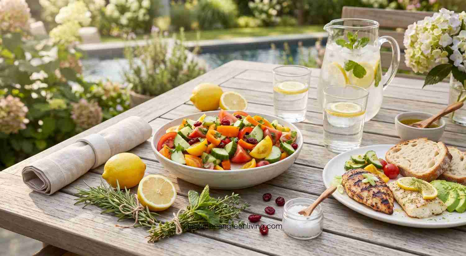 Cucumber Tomato Sweet Pepper Salad with Dried Cranberries meal