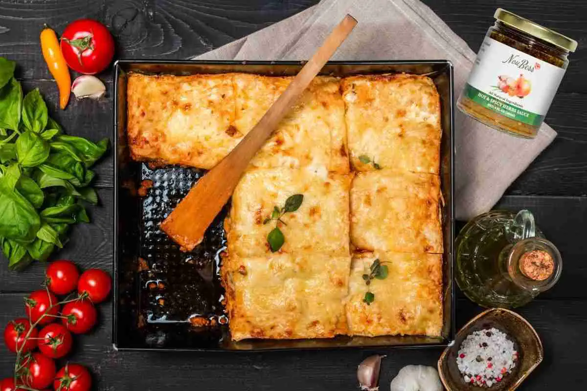 Lasagna with NouBess hot and spicy sauce