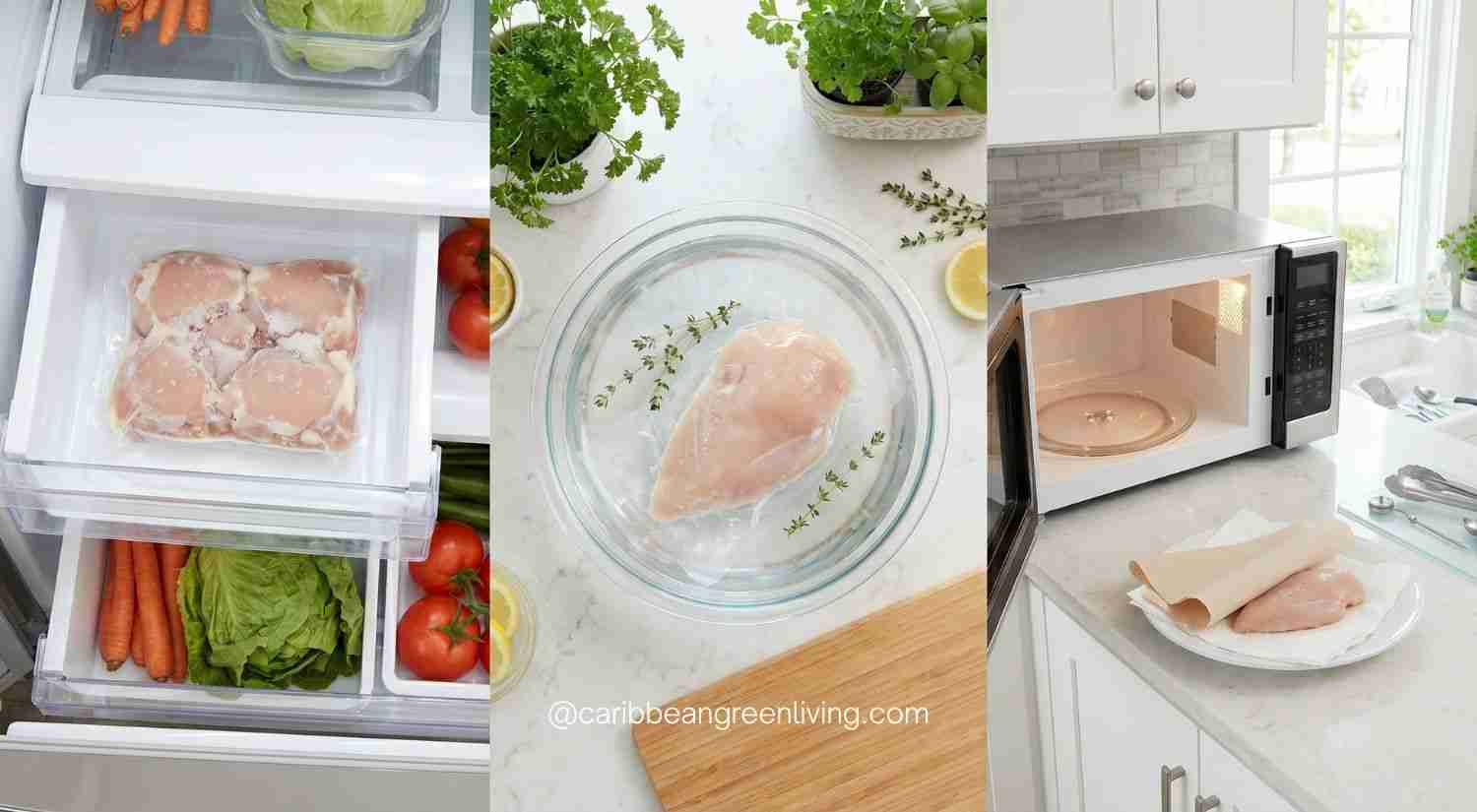 comparing three chicken thawing methods.