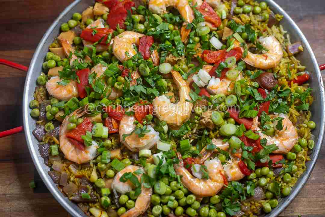 Easy Paella with a Djon Djon Twist 5 Paella with Conch and Shrimp 6 1