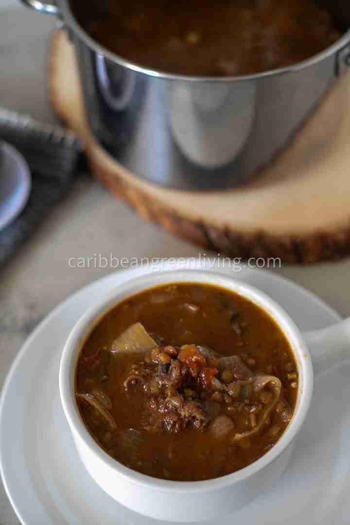 Hearty Beef Stew with Green Lentils