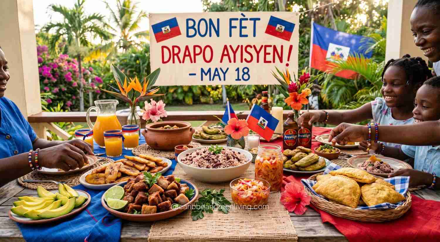 Caribbean food scene celebrating Haitian Flag Day on May 18