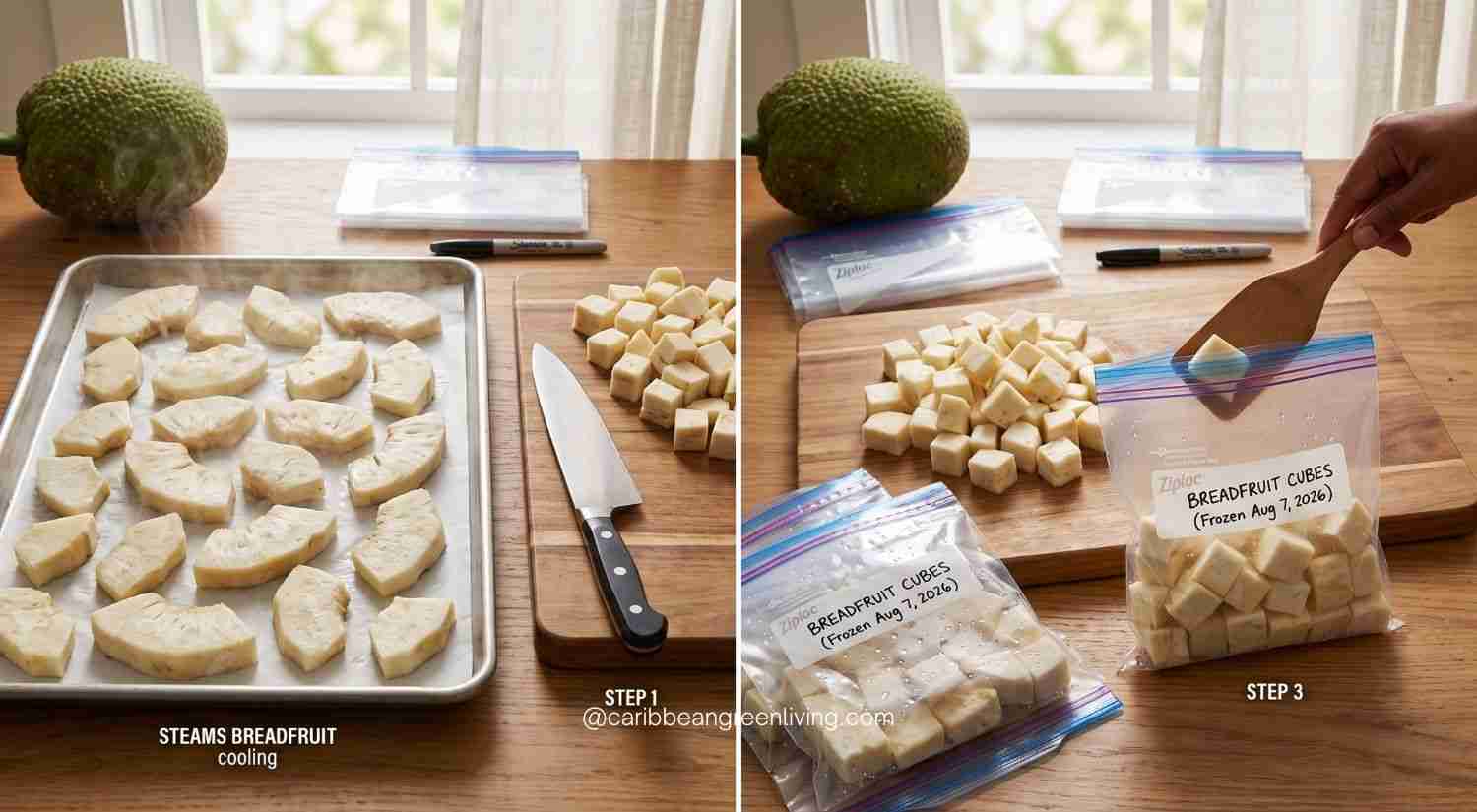 How to Freeze Caribbean Fruits - Breadfruit Freezing