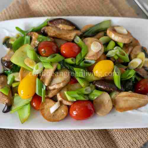 Sauteed Mushrooms and Baby Bok Choy with Haitian Epis