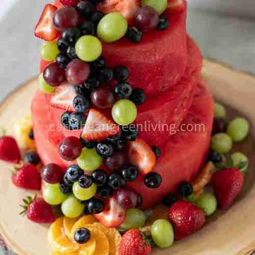My First Watermelon Cake Carving Adventure with berries and grapes 1