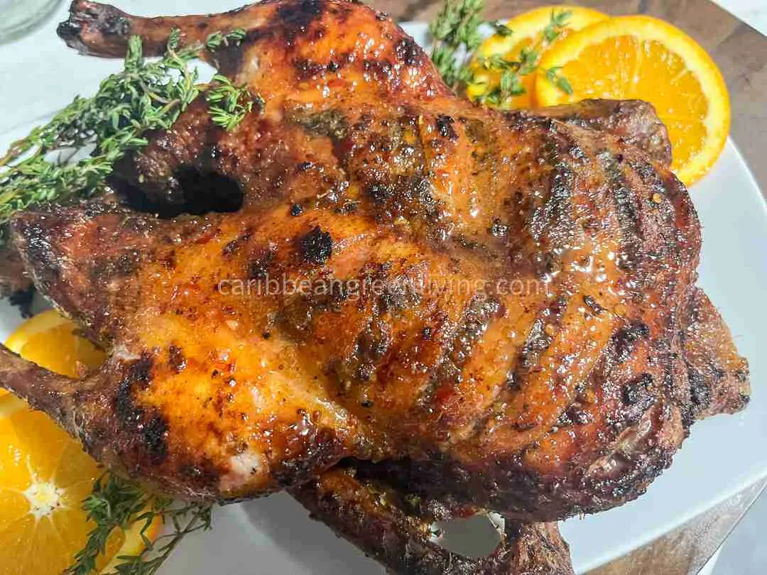 Haitian-Inspired Roasted Duck with Epis and Fresh Herbs
