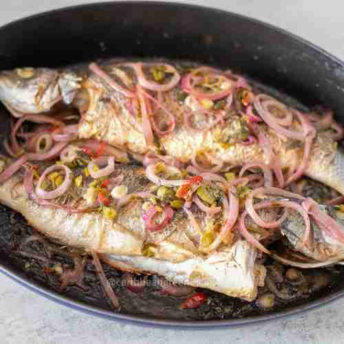 Crispy Skin Branzino with White Wine Lemon Sauce
