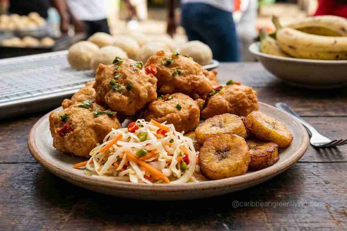 Haitian marinade fried dough with pikliz
