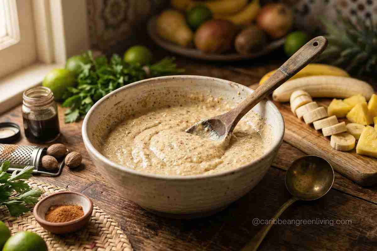sweet fritter batter with cinnamon and nutmeg