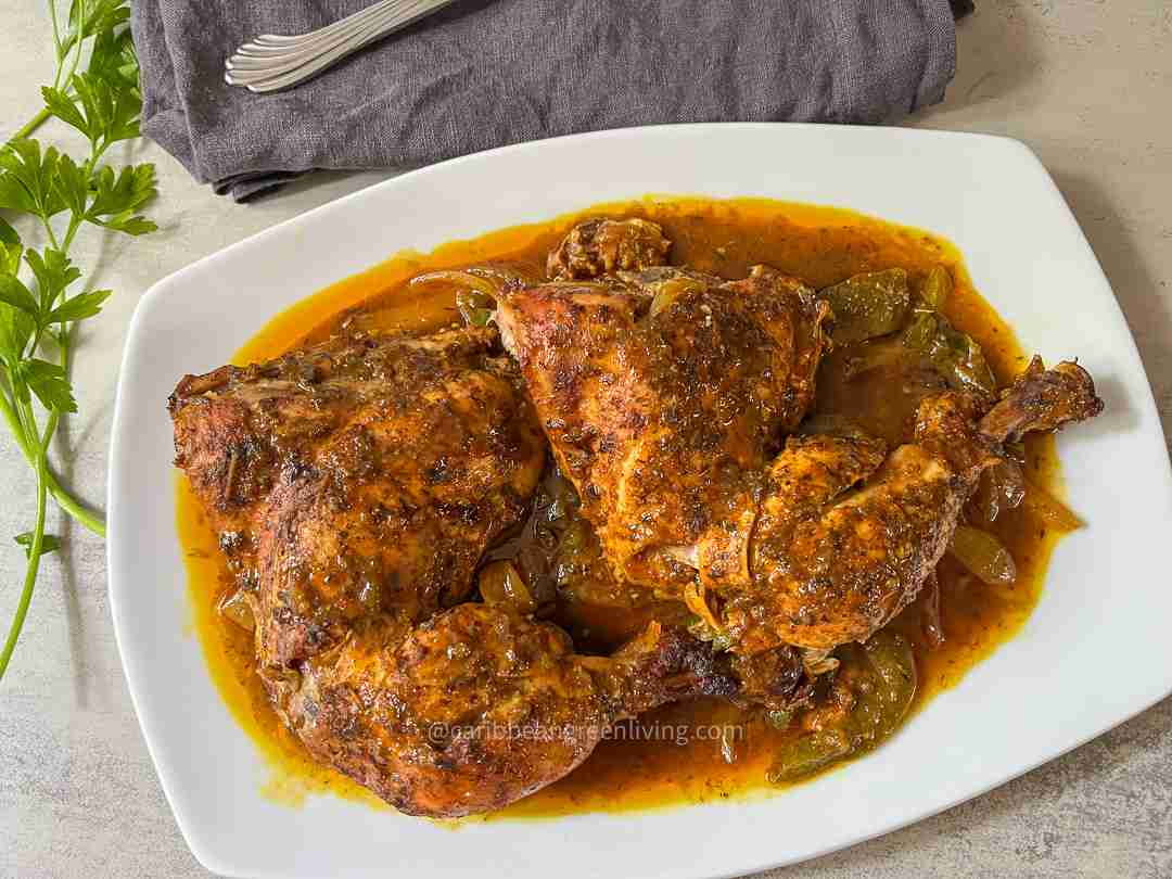 Crockpot chicken quarters with Haitian epis