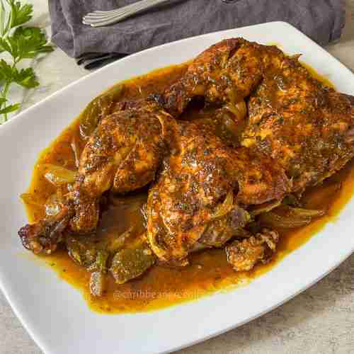 Crockpot chicken quarters with Haitian epis
