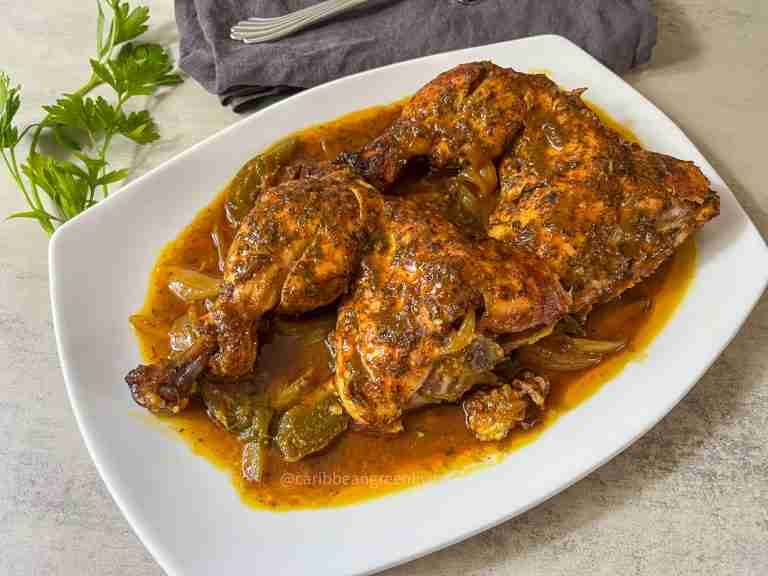 Crockpot chicken quarters with Haitian epis