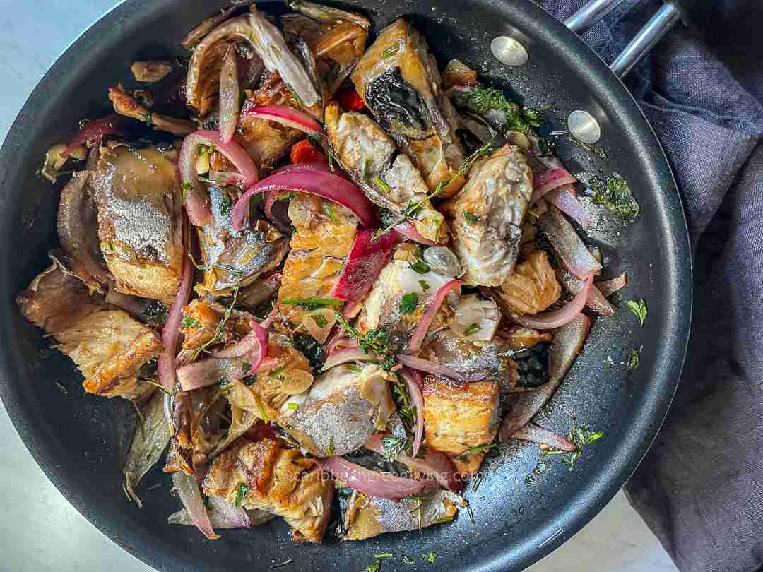 Salted Mackerel with fresh herbs and onion