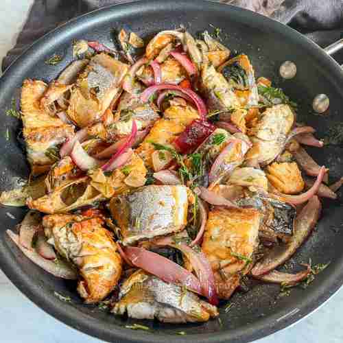 Salted Mackerel with fresh herbs and onion