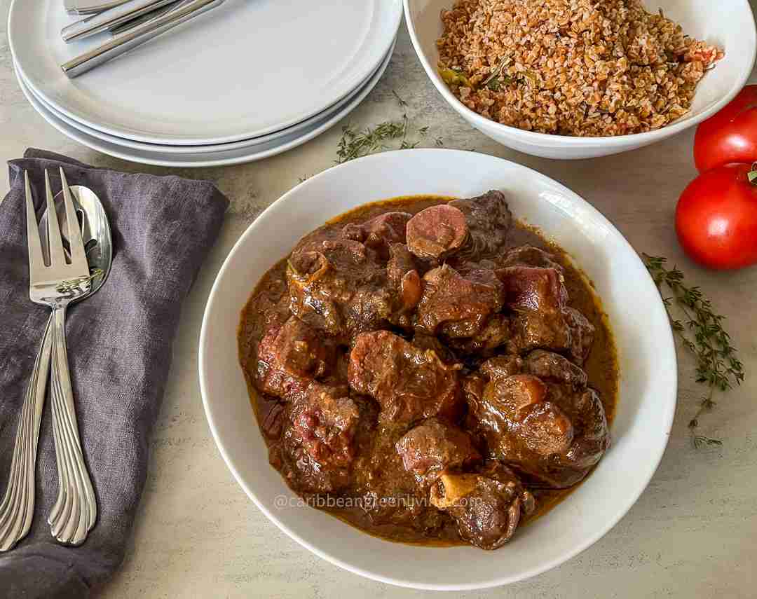 Curry Goat with Purple Sweet Potatoes