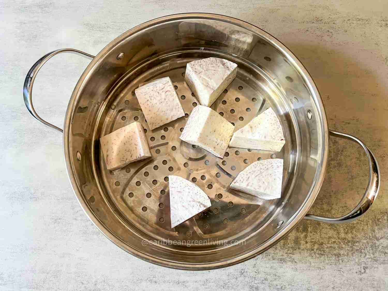 Malanga in Steamer Pot