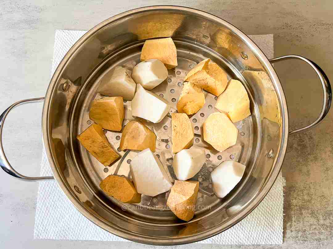Yautia and Eddoe cut up for Soup