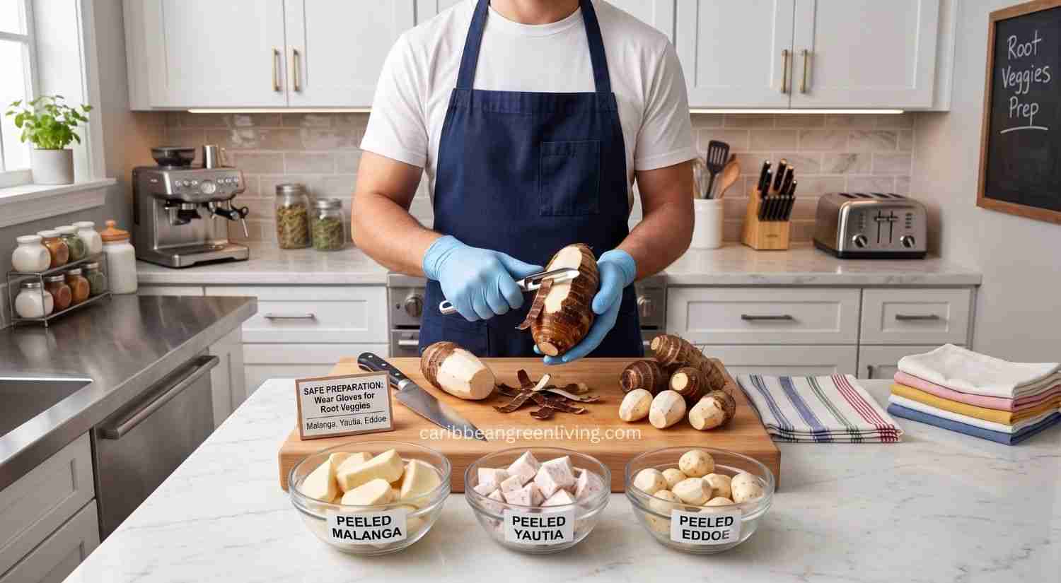 wear food-grade gloves while peeling and cutting these root vegetables
