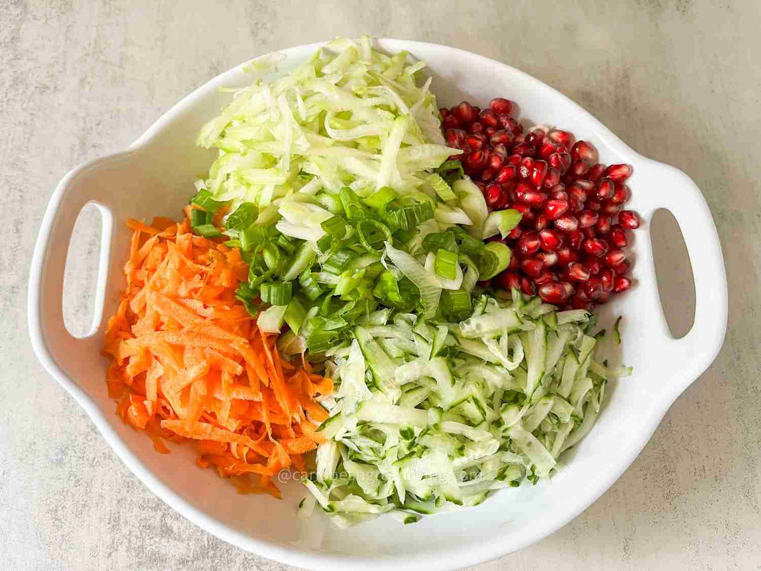 Veggies for Chayote Salad with Cucumber, Carrot, and Pomegranate