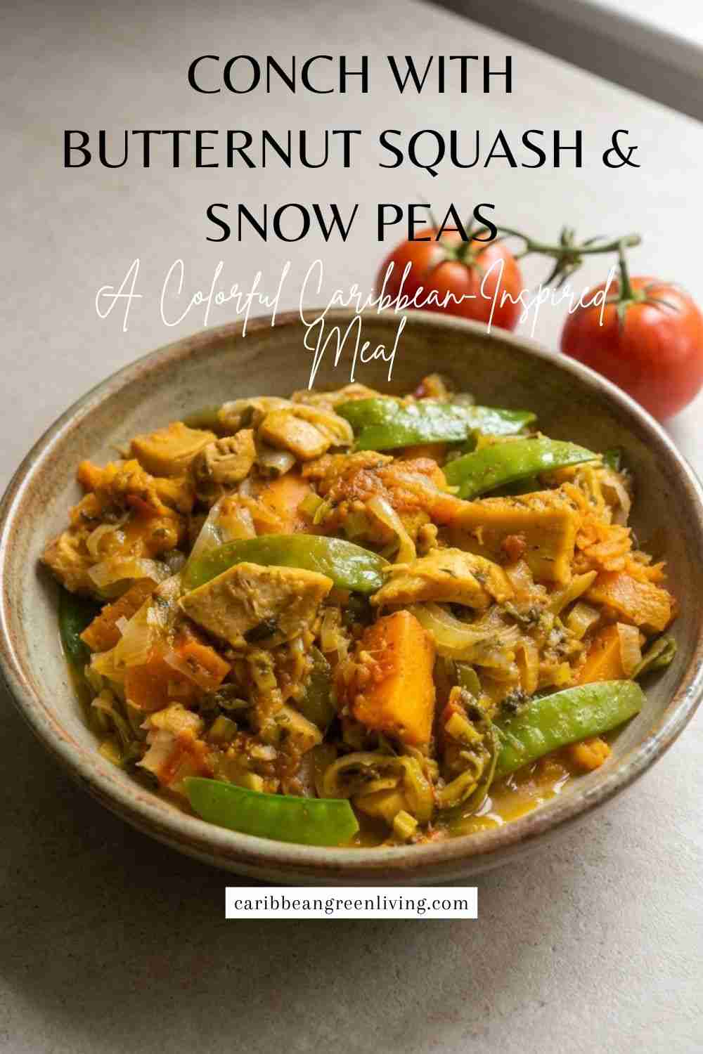 Conch Recipes: Caribbean Ways to Cook Conch (Lambi) 13 Conch with Butternut Squash Snow Peas recipe pinterest