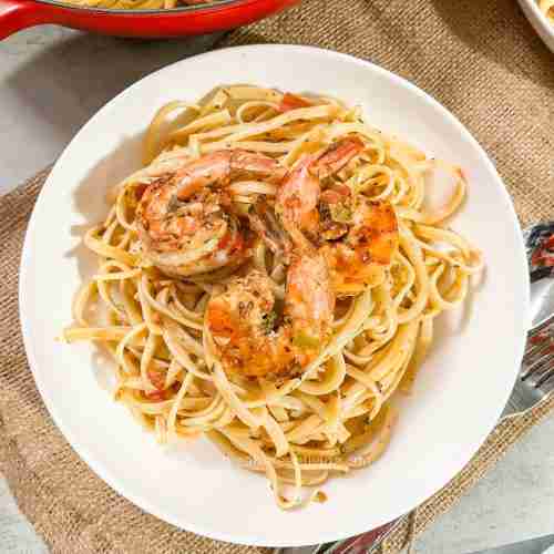 shrimp linguine with uni butter